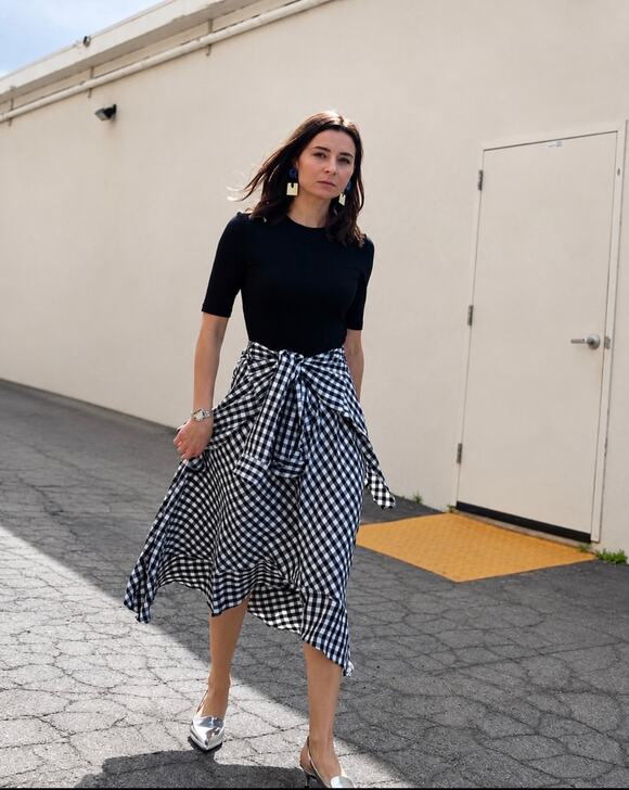 Maje Dresses & Skirts - Maje Rapri Black & White Gingham Jersey & Skirt Midi Dress Size US Large (3)